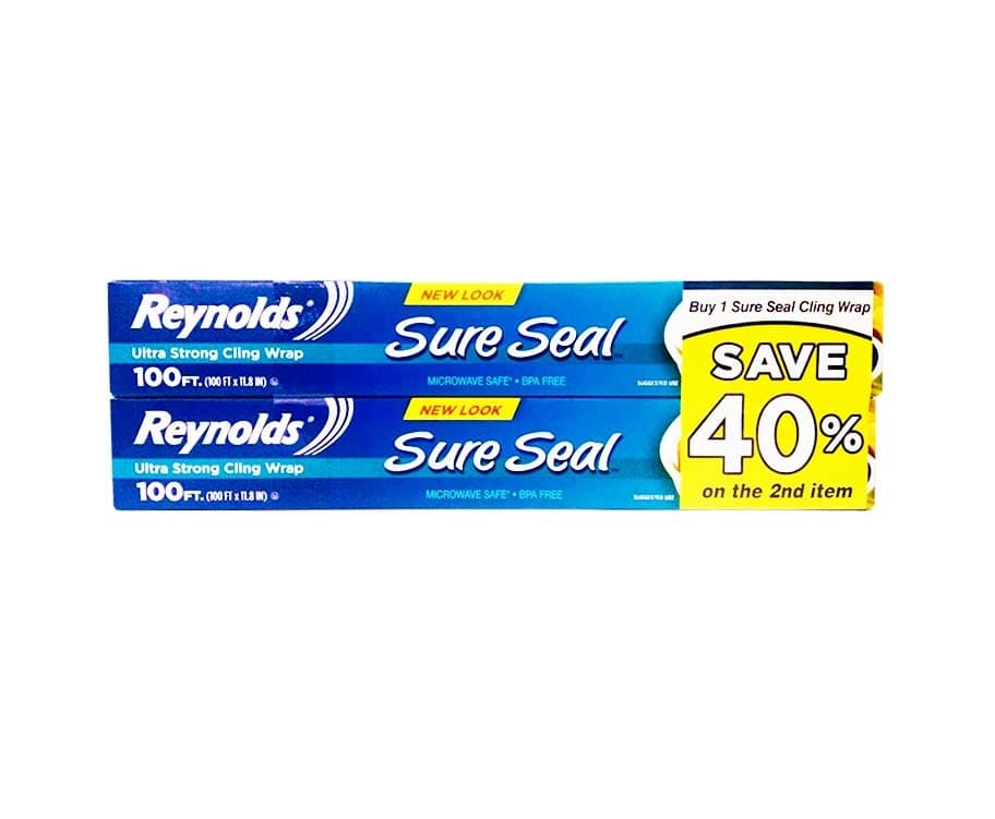 Reynolds Ultra Strong Cling Wrap Sure Seal (2 Packs of 100 ft x 11.8 In)