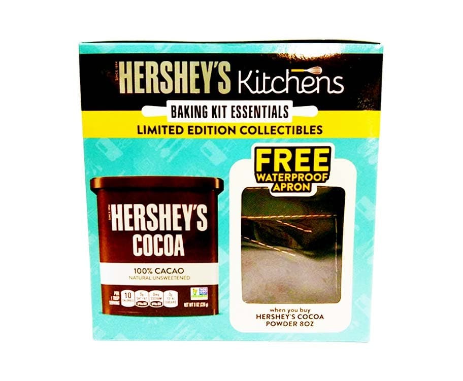 Hershey's Kitchens Baking Kit Essentials (Hershey's Cocoa 100% Cacao Natural Unsweetened 8oz (226g) + Free Waterproof Apron)