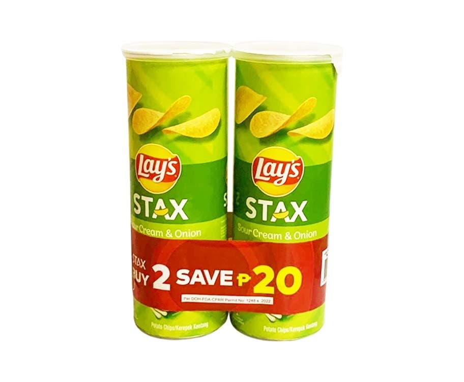 Lay’s Stax Potato Chips Sour Cream & Onion Flavour (2 Packs x 105g)
