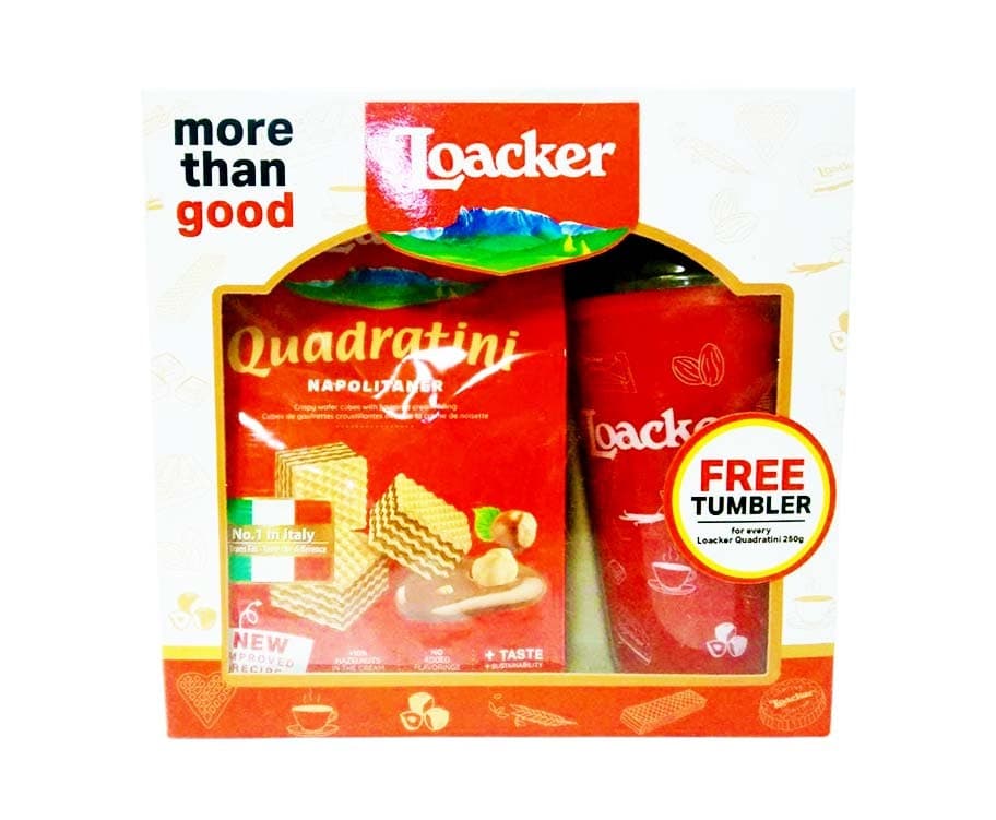 Loacker Quadratini Napolitaner 250g + Free Tumbler