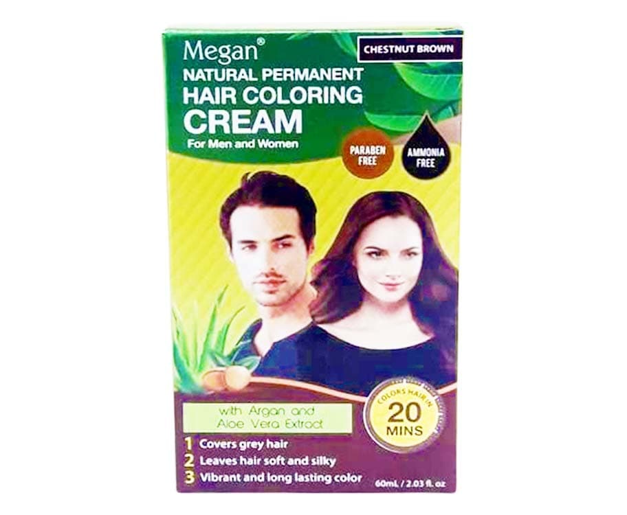 Megan Natural Permanent Hair Coloring Cream Chestnut Brown 60mL