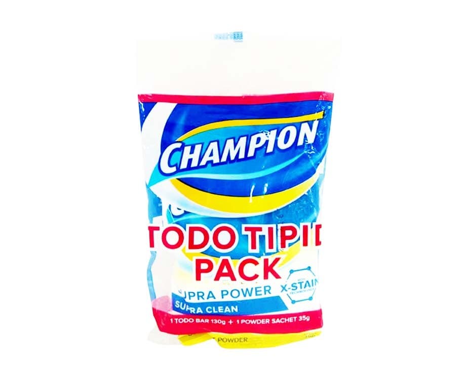 Champion 1 Todo Bar 130g + 1 Powder Sachet 35g Detergent Powder Todo Tipid Pack