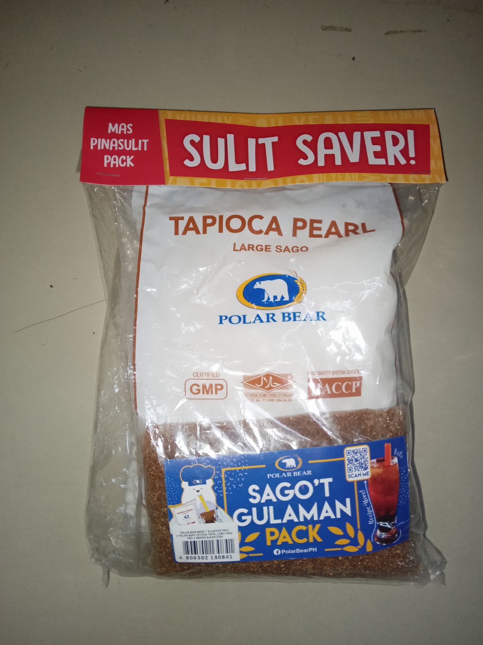 Polar Bear Tapioca Pearl Large Sago 500g + Free Brown Sugar 250g