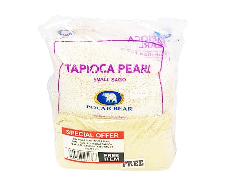 Polar Bear Tapioca Pearl Small Sago 500g + Polar Bear Tapioca Pearl Large Sago 500g + Free Washed Sugar 250g