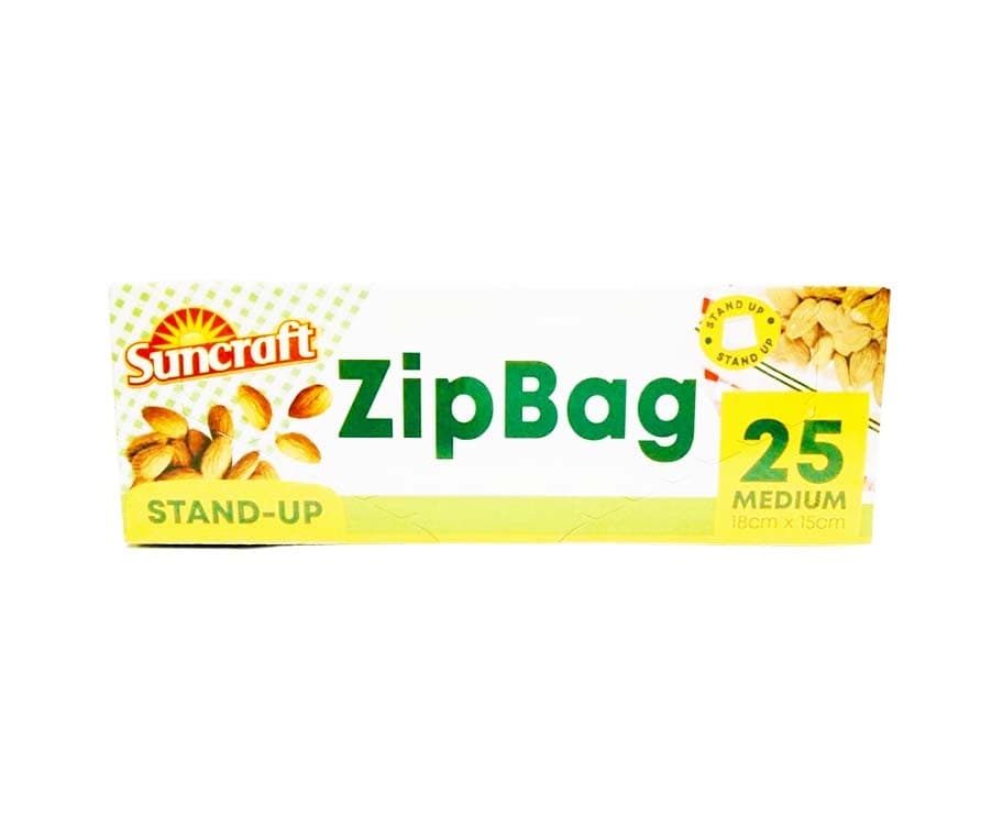 Suncraft Stand-Up Zip Bag 25 Medium Bags (18cm x 15cm)