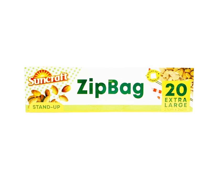 Suncraft Stand-Up Zip Bag 20 Extra Large Bags (27cm x 24cm)