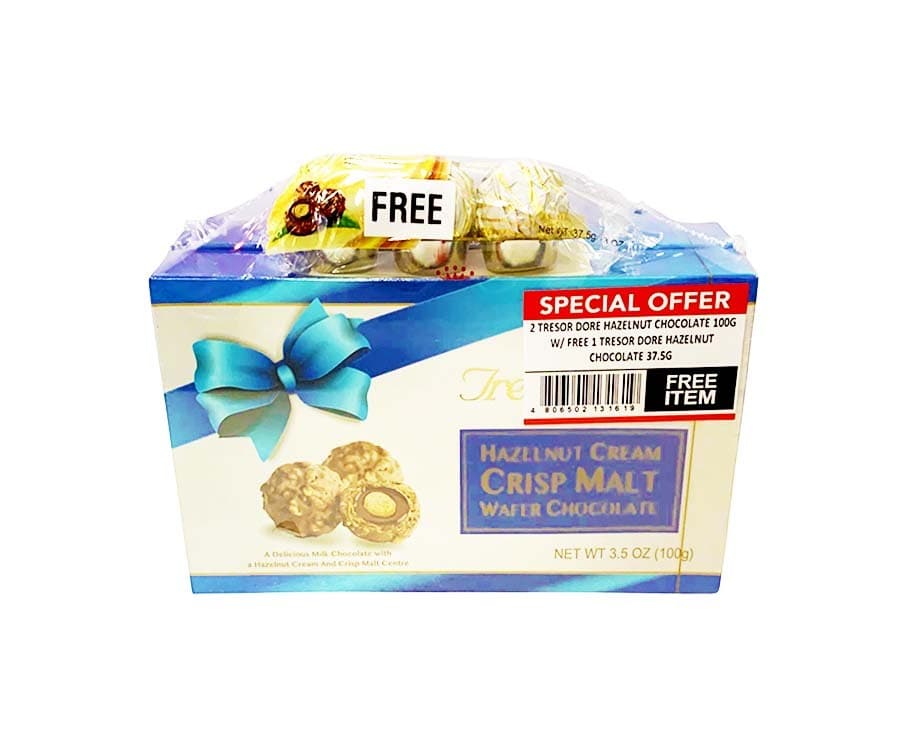 Tresor Dore Hazelnut Chocolate (2 Packs x 100g) + Free 1 Tresor Dore Hazelnut Chocolate 37.5g