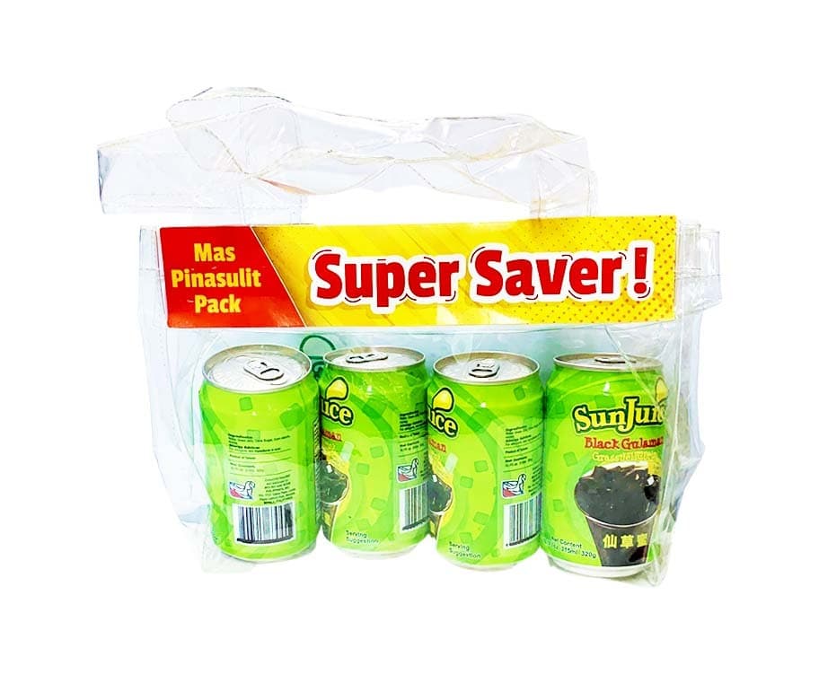SunJuice Black Gulaman Grass Jelly Drink (4 Packs x 320g) + Free SunJuice Tote Bag