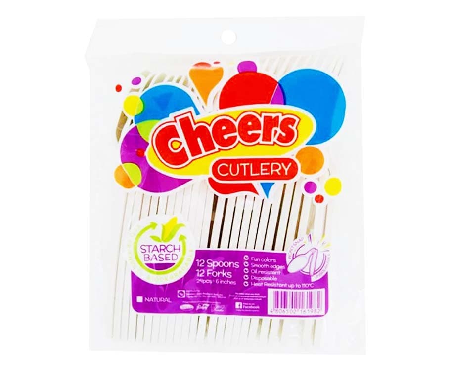 Cheers Cutlery Spoon & Fork Natural 6 Inches 24 Pieces