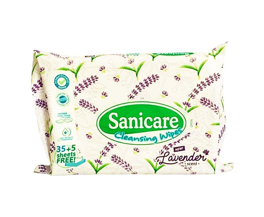 Sanicare Cleansing Wipes Lavender Scent 40 Sheets