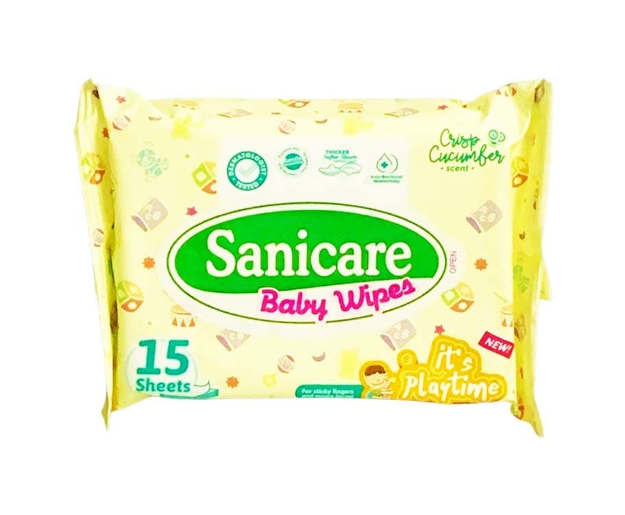 Sanicare Baby Wipes Crisp Cucumber Scent 15 Sheets