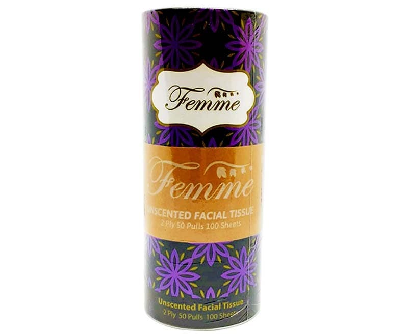Femme Unscented Facial Tissue 2-Ply 50 Pulls 100 Sheets Cylinder Box