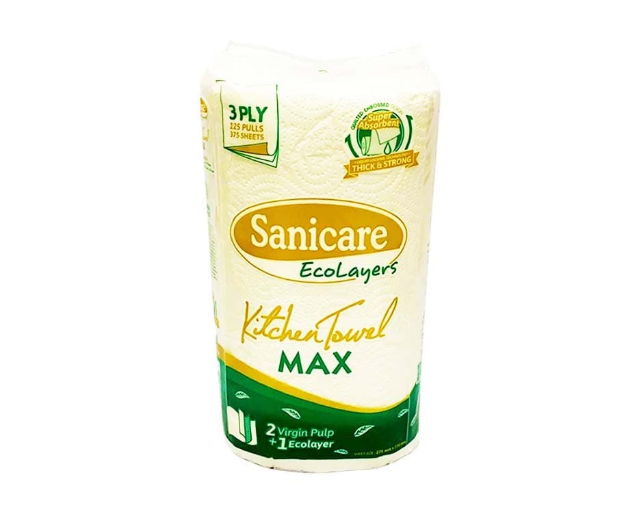 Sanicare EcoLayers Kitchen Towel Max 3-Ply 125 Pulls 375 Sheets