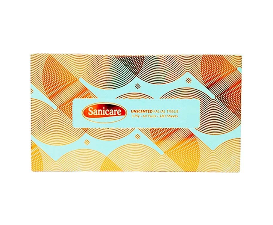 Sanicare Unscented Facial Tissue 3 Ply 60 Pulls 180 Sheets