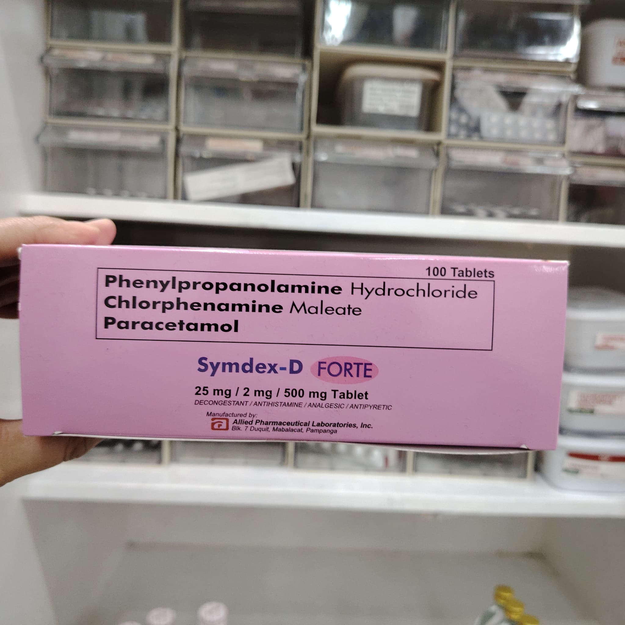 Phenylpropanolamine Hydrochloride Chlorphenamine Maleate Paracetamol SYMDEX-D FORTE 25mg/2mg/500mg