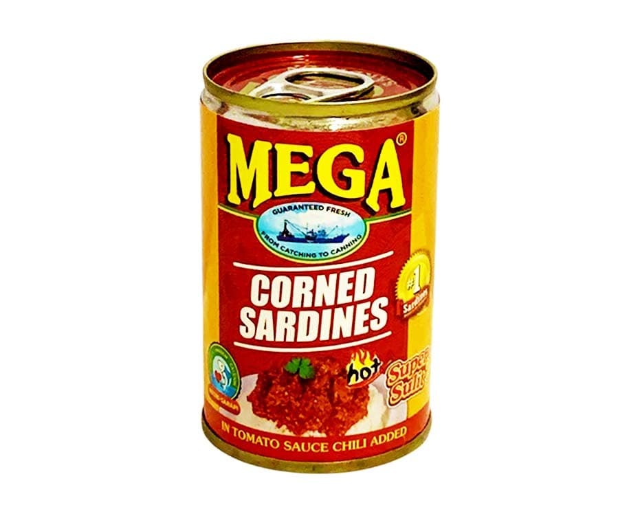 Mega Corned Sardines Hot in Tomato Sauce Chili Added Super Sulit 5.5oz (155g)