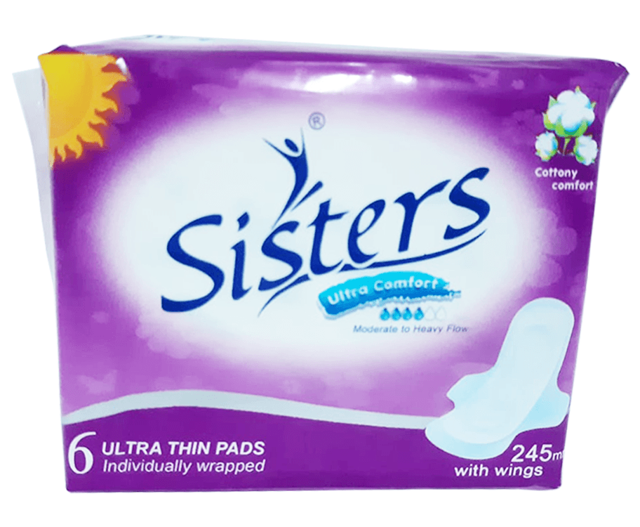 Sisters Ultra Comfort Moderate to Heavy Flow Cottony Comfort 6 Ultra Thin Pads