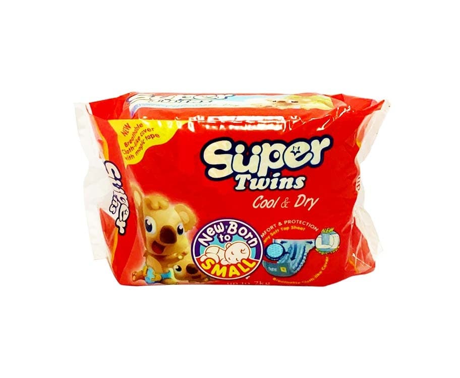 Super Twins Cool & Dry Newborn-Small up to 7kg 4 Diapers
