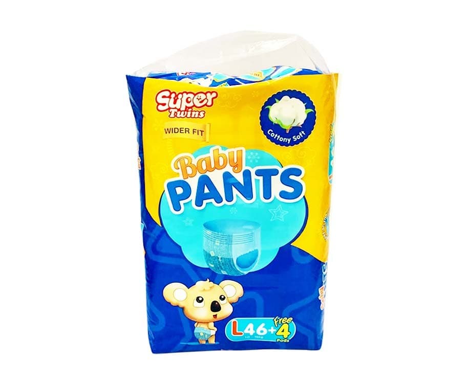 Super Twins Wider Fit Baby Pants Large 10-16kg 46+4 Pads