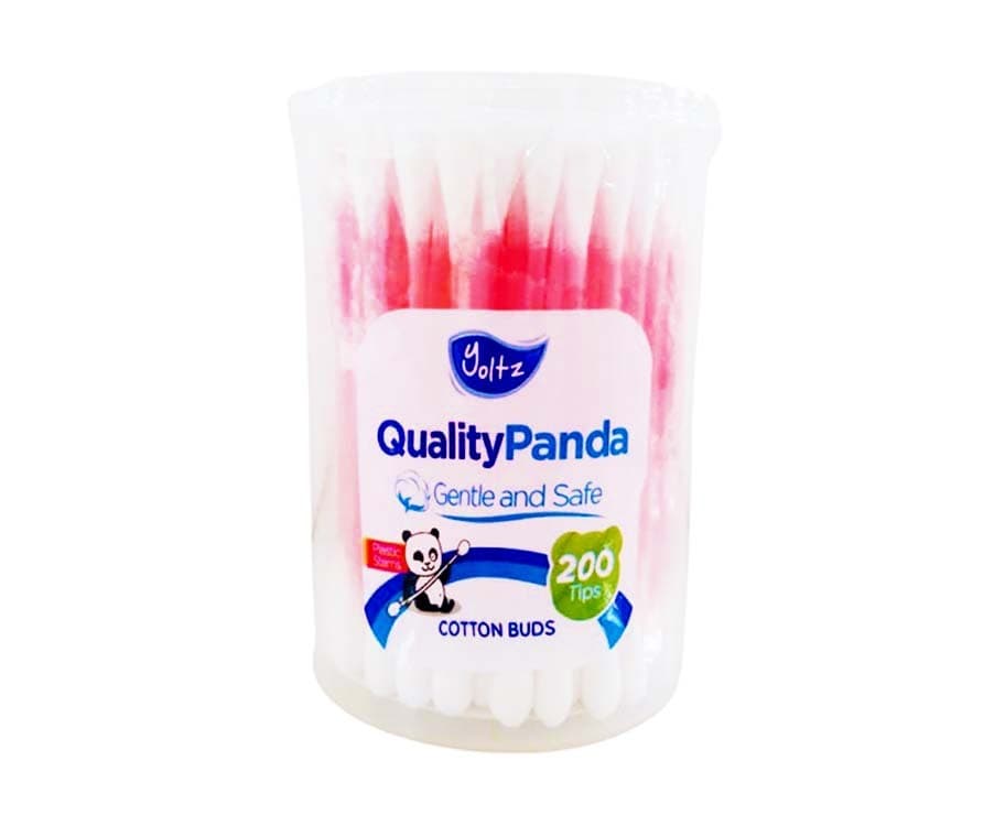 Yoltz Quality Panda Cotton Buds Plastic Stems Pink 200 Tips
