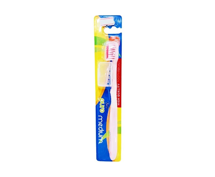 Yoltz Puro Medium Toothbrush with Hygienic Cap Pink 1 Piece