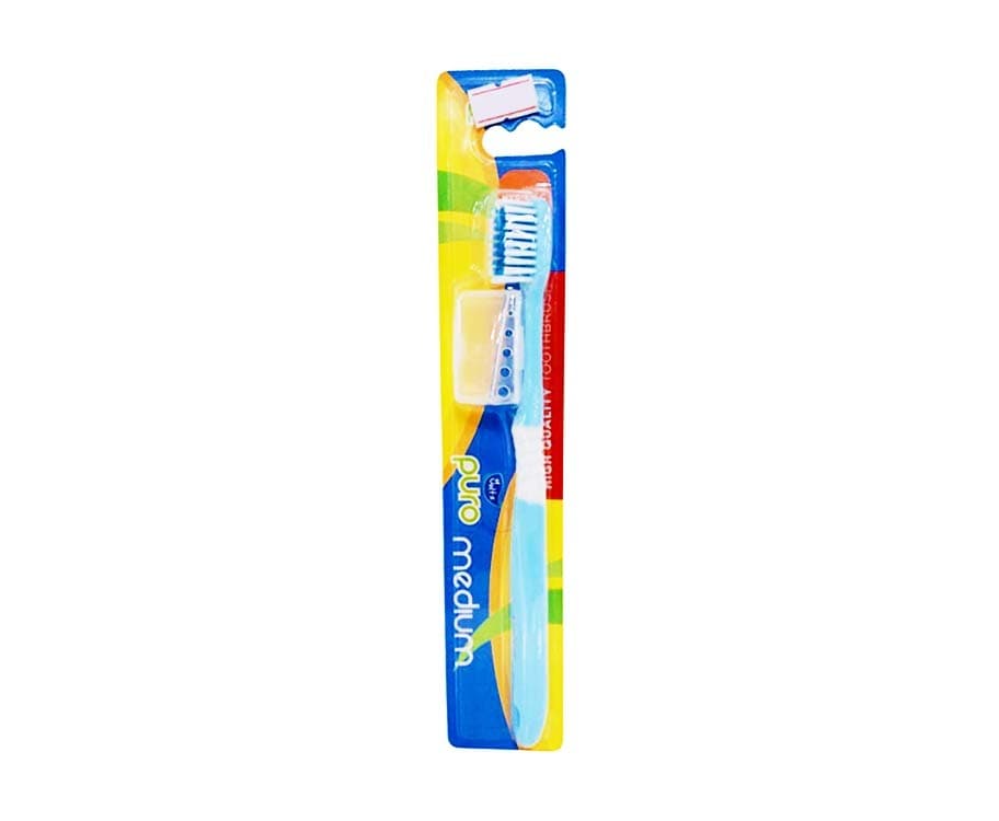 Yoltz Puro Medium Toothbrush with Hygienic Cap Blue 1 Piece