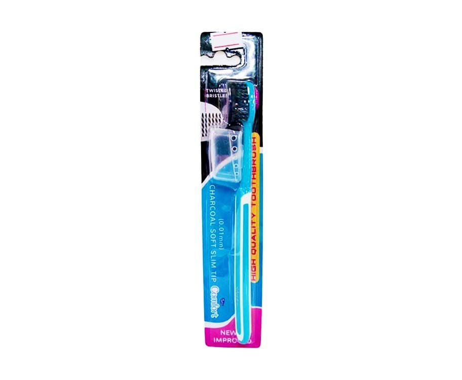 Yoltz Comfort Twisted Bristles Charcoal Soft Slim Tip Blue