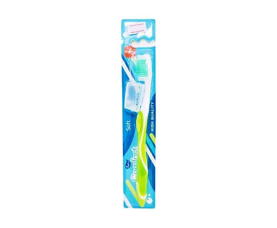 Yoltz Comfort Soft Medium Toothbrush with Hygienic Cap Green 1 Piece