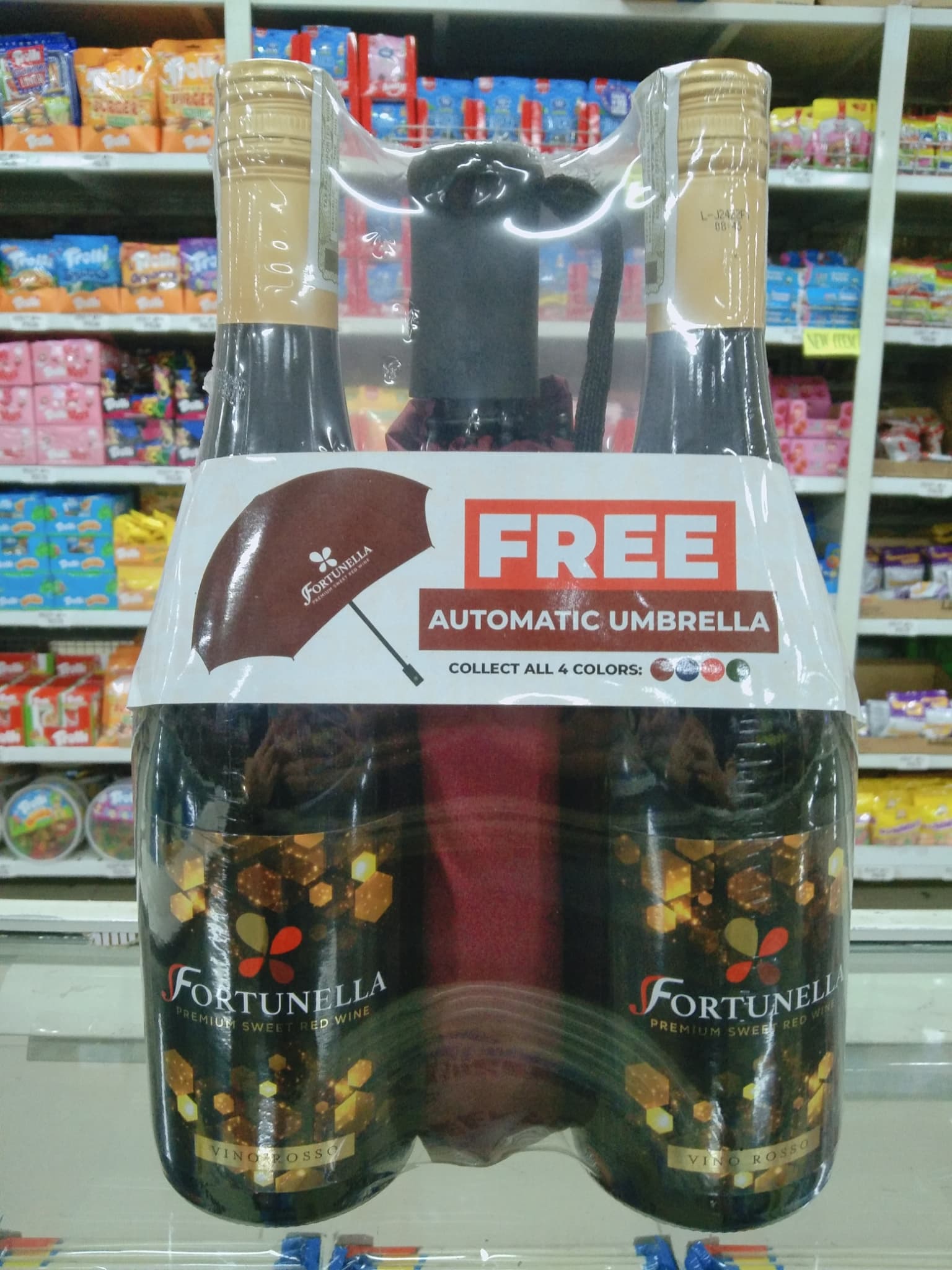 Fortunella Premium Sweet Red Wine (2 Bottles x 750ml) with Free Automatic Umbrella