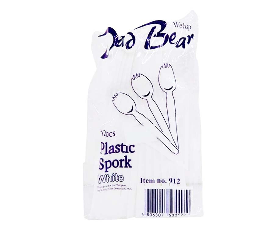 Welup Dad Bear Plastic Spork White 12 Pieces