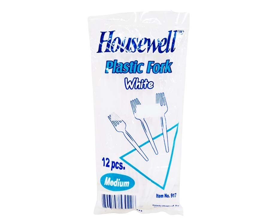 Housewell Plastic Fork White Medium 12 Pieces