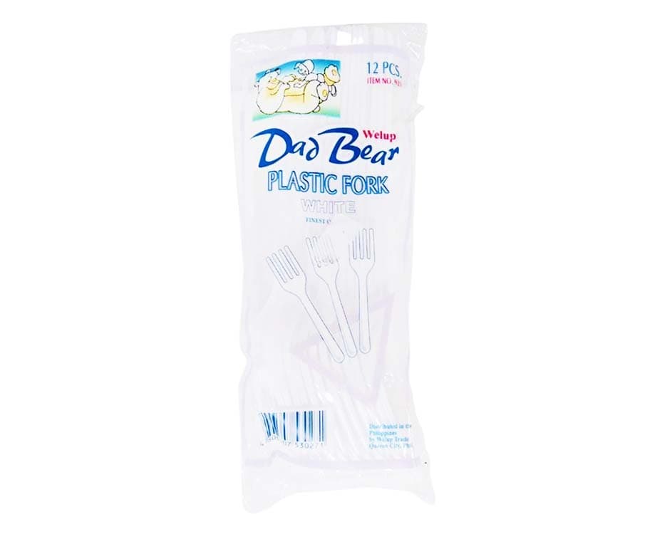 Welup Dad Bear Plastic Fork White 12 Pieces