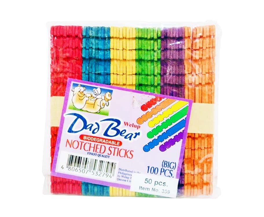 Welup Dad Bear Biodegradable Notched Sticks 50 Pieces