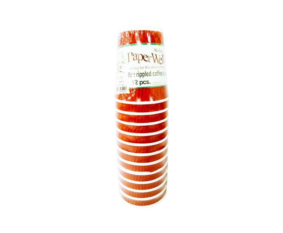 Welup Paper Well 8oz Rippled Coffee Cups 12 Pieces