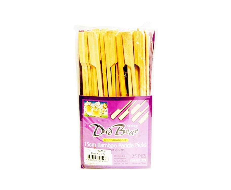 Welup Dad Bear Biodegradable 15cm Bamboo Paddle Picks 25 Pieces