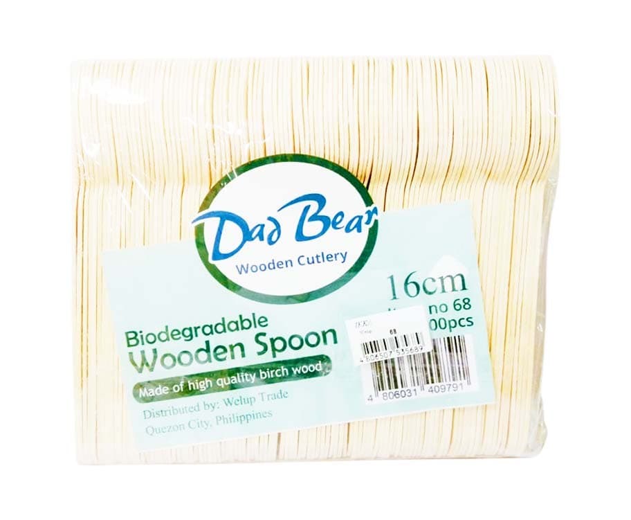 Dad Bear Wooden Cutlery Biodegradable Wooden Spoon 16cm 100 Pieces