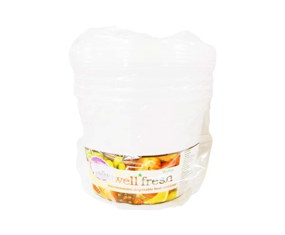 Welup Well Fresh Microwaveable Disposable Food Round Container 2300mL 5 Pieces