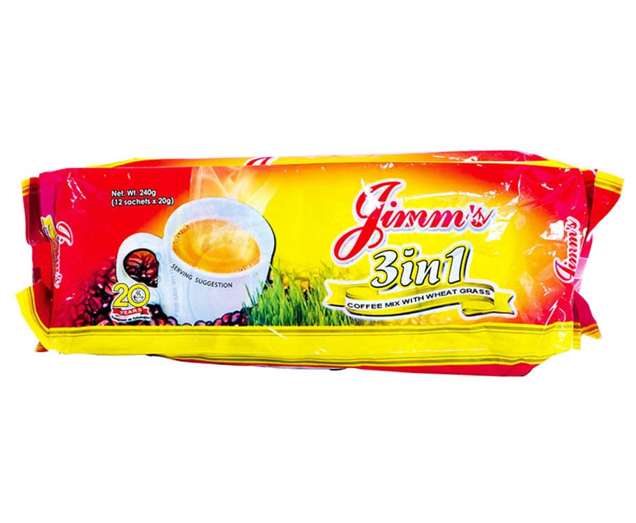Jimm's 3-in-1 Coffee Mix with Wheat Grass (12 Packs x 20g)