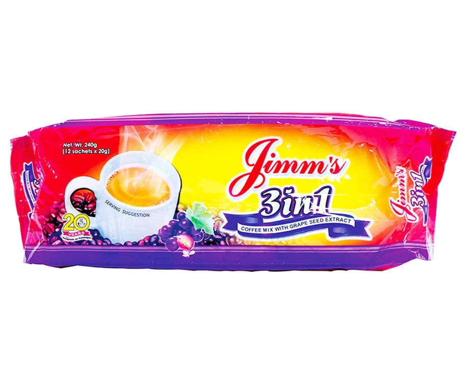 Jimm's 3-in-1 Coffee Mix with Grape Seed Extract (12 Packs x 20g)