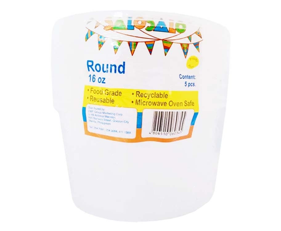 Salo Salo Plastic Container Round 16oz 5 Pieces