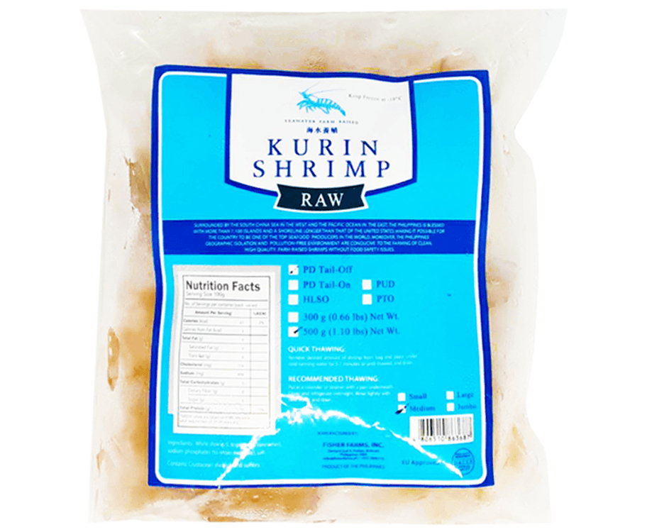 Seawater Farm Raised Raw Kurin Shrimp PD Tail-Off Medium 500g
