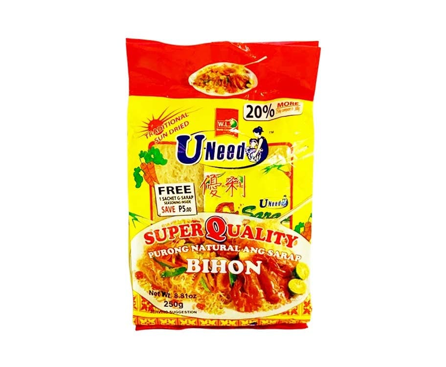 W.L. Foods U-Need Bihon 250g + Free Sachet G-Sarap Seasoning Inside
