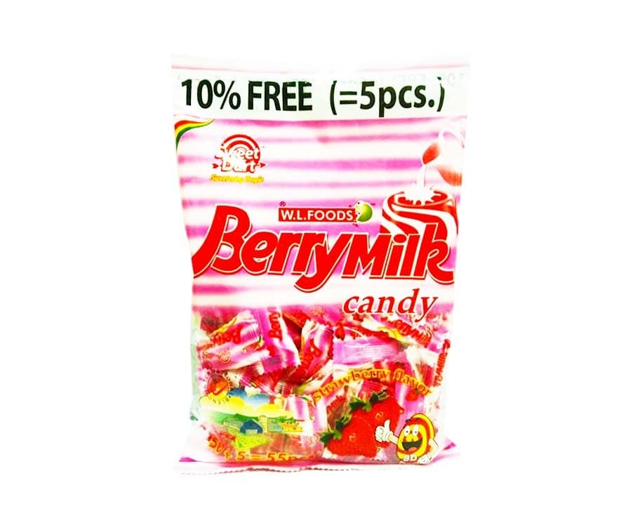W.L. Foods Sweet Dart Berry Milk Candy Strawberry Flavor 55 Pieces 220g
