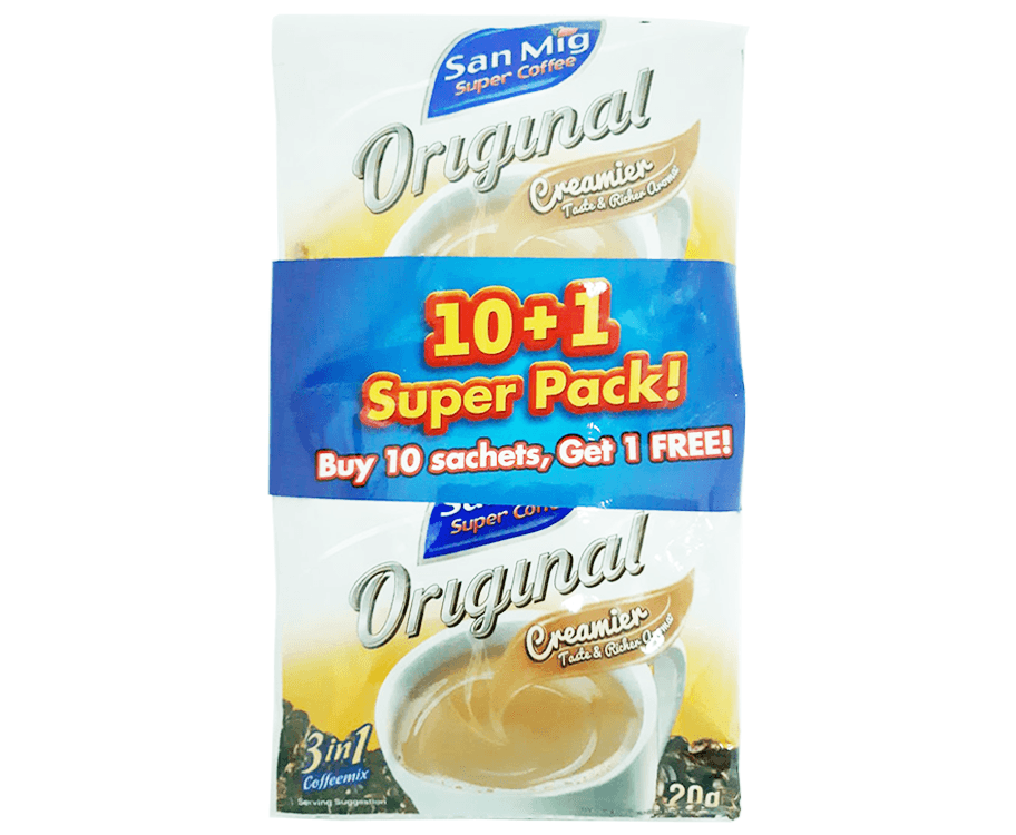 San Mig Super Coffee Original 3-in-1 Coffee Mix Super Pack (10 + 1 Packs x 20g)