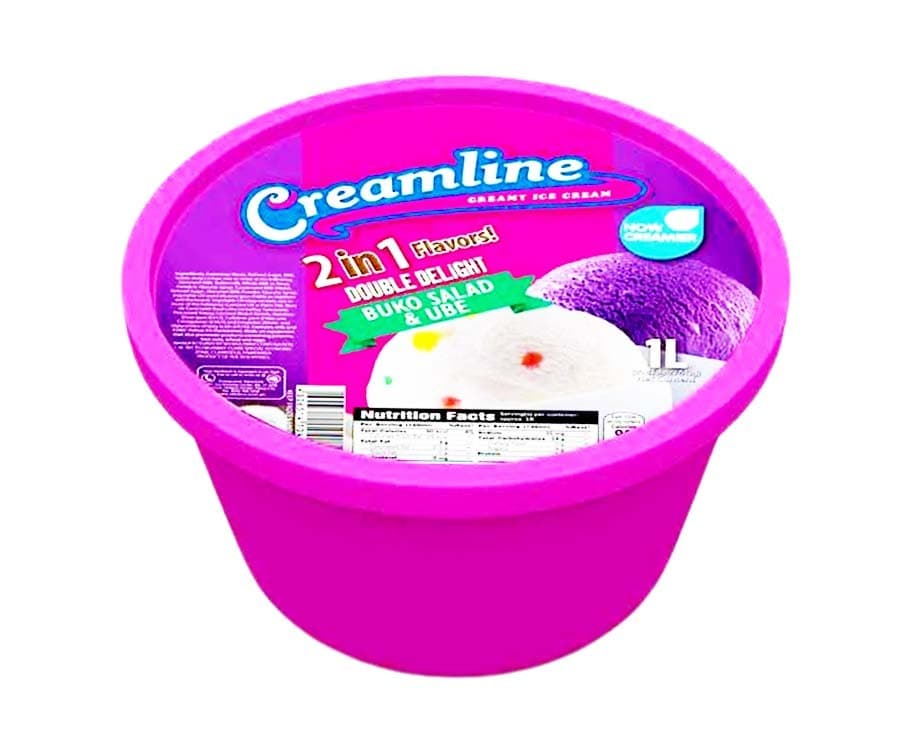 Creamline Creamy Ice Cream 2-in-1 Flavors Double Delight Buco Salad & Ube 1L