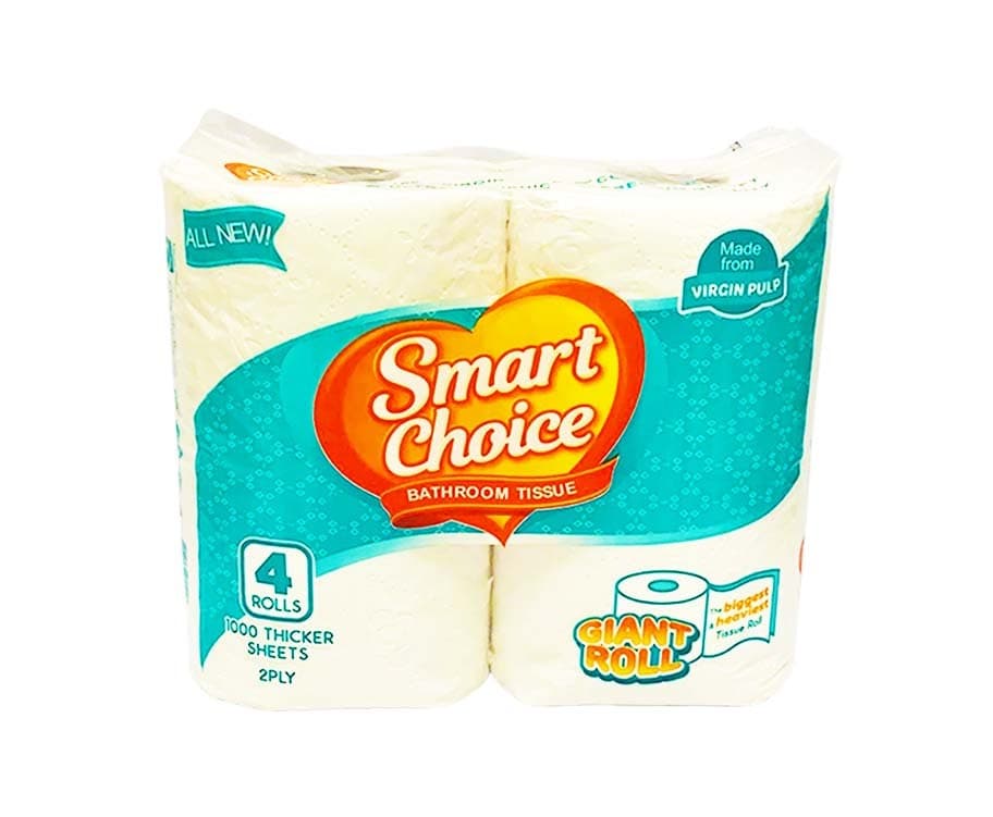 Smart Choice Bathroom Tissue 2-Ply 1000 Sheets 4 Giant Rolls