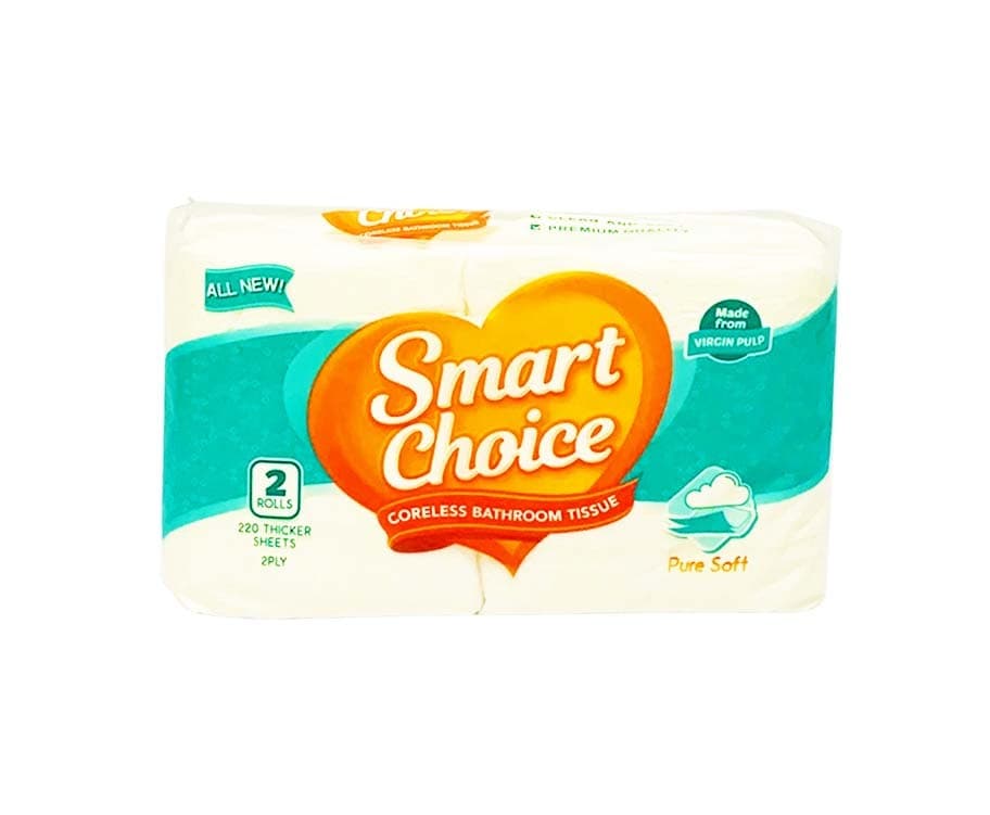 Smart Choice Coreless Bathroom Tissue Pure Soft 2-Ply 220 Sheets 2 Rolls