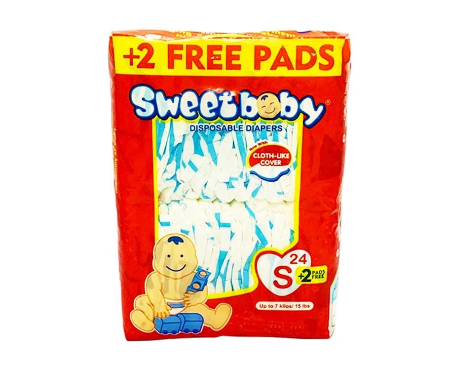 Sweet Baby Disposable Diapers Small up to 7kg (15lbs) 24+2 Pads