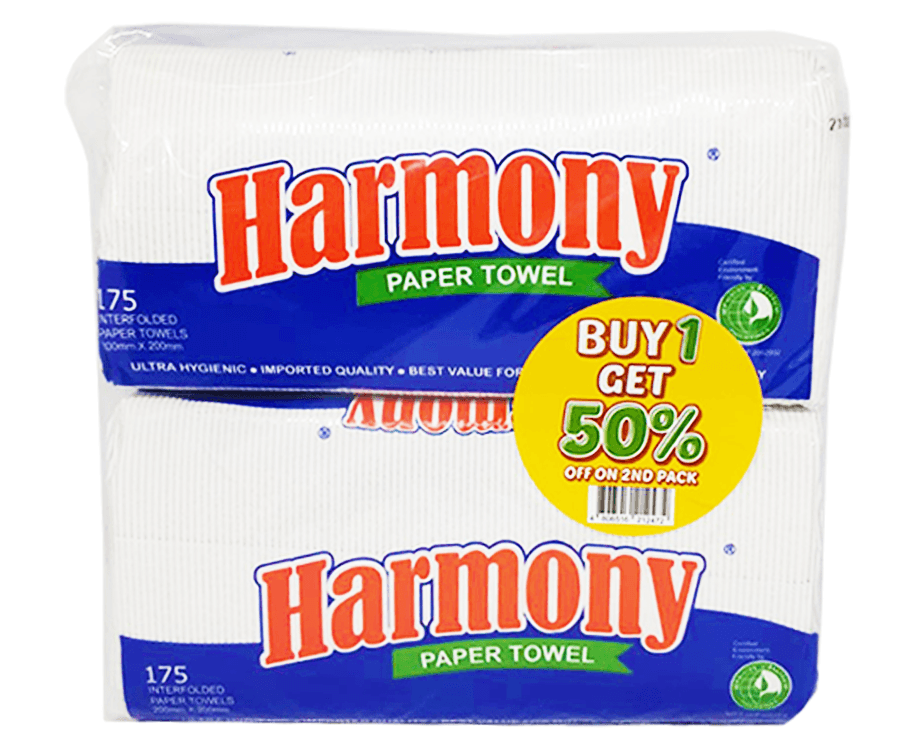 Harmony Interfolded Paper Towels (2 Packs x 175 Pulls)
