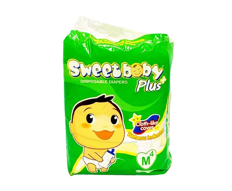 Sweet Baby Plus Disposable Diapers Medium 5-11kg (11-24lbs) 4 Diapers